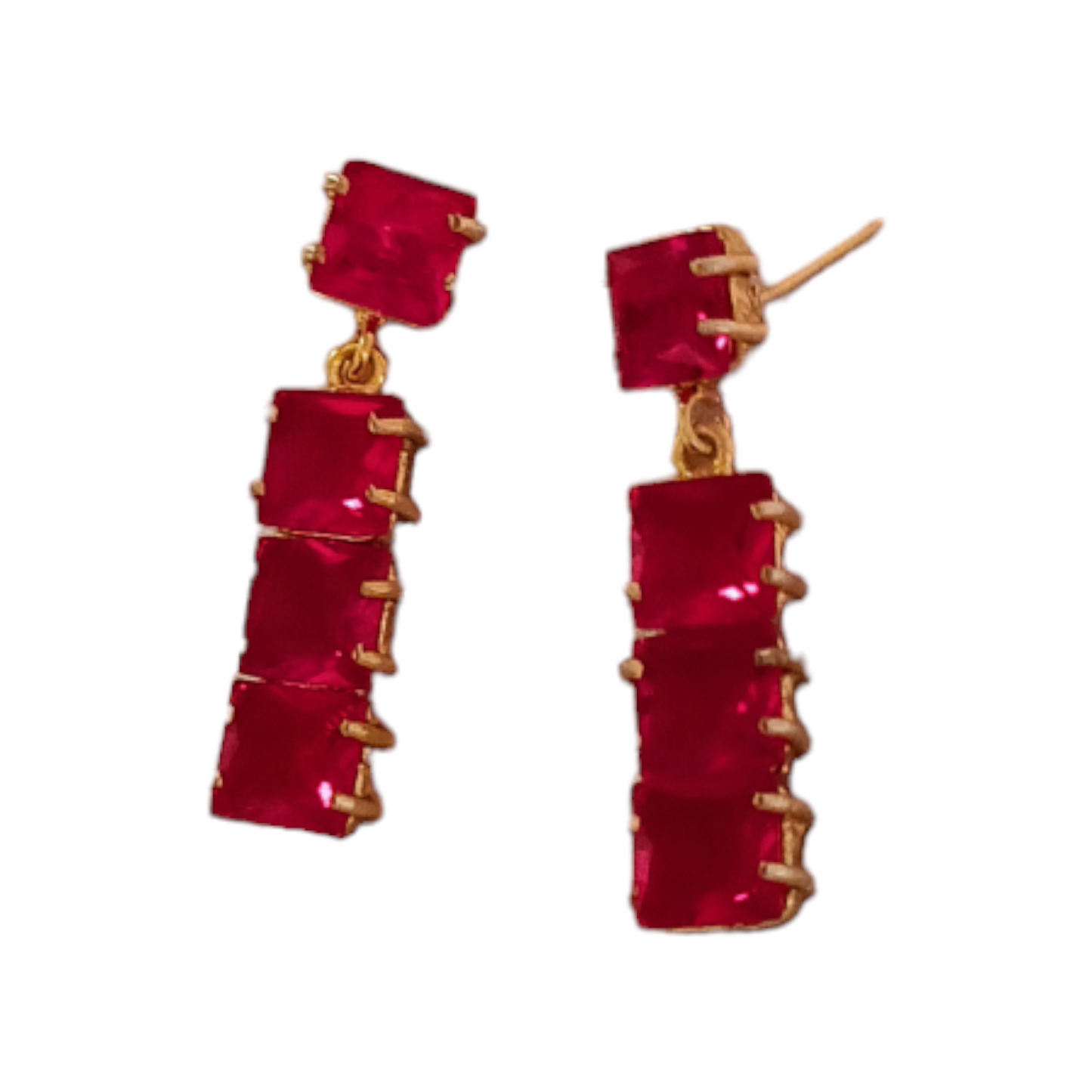 Glossy Red Dangler Earring
