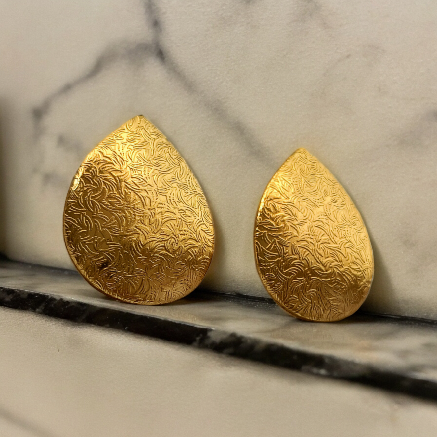 Golden Brass Almond Stud