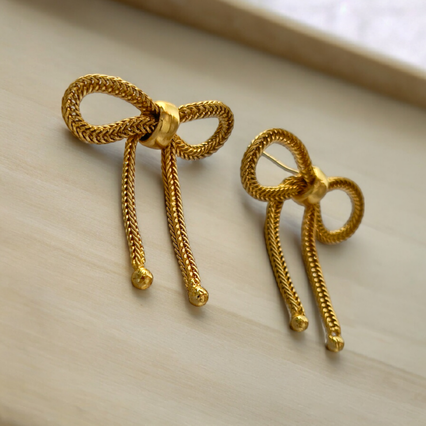 Bow Golden Brass Earrings