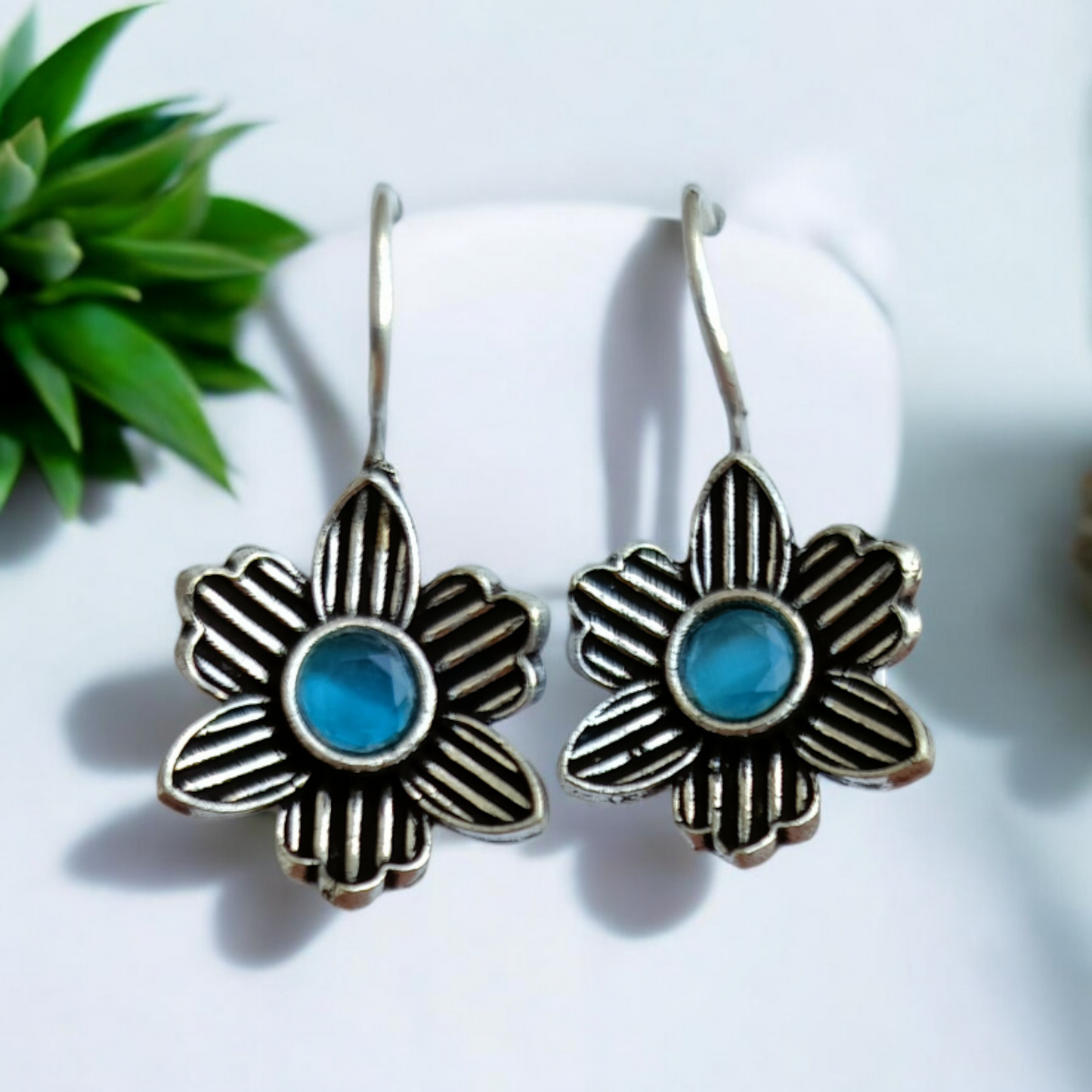Sky Blue Flower Earrings