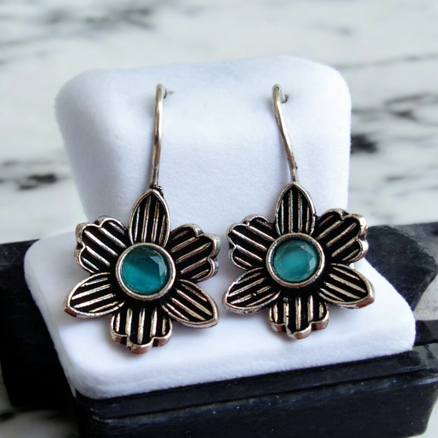 Sky Blue Flower Earrings