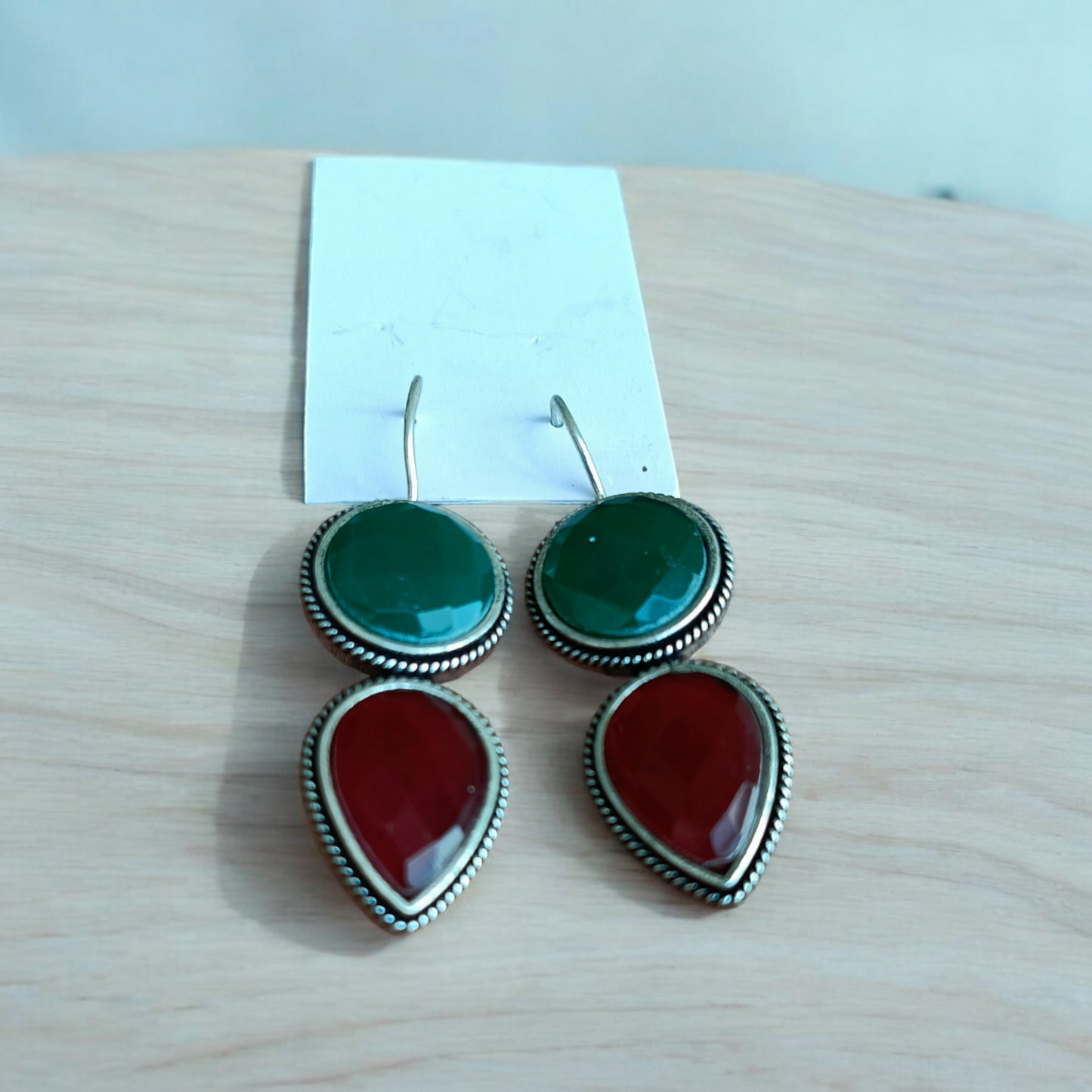 Red-Green Dangler Earring