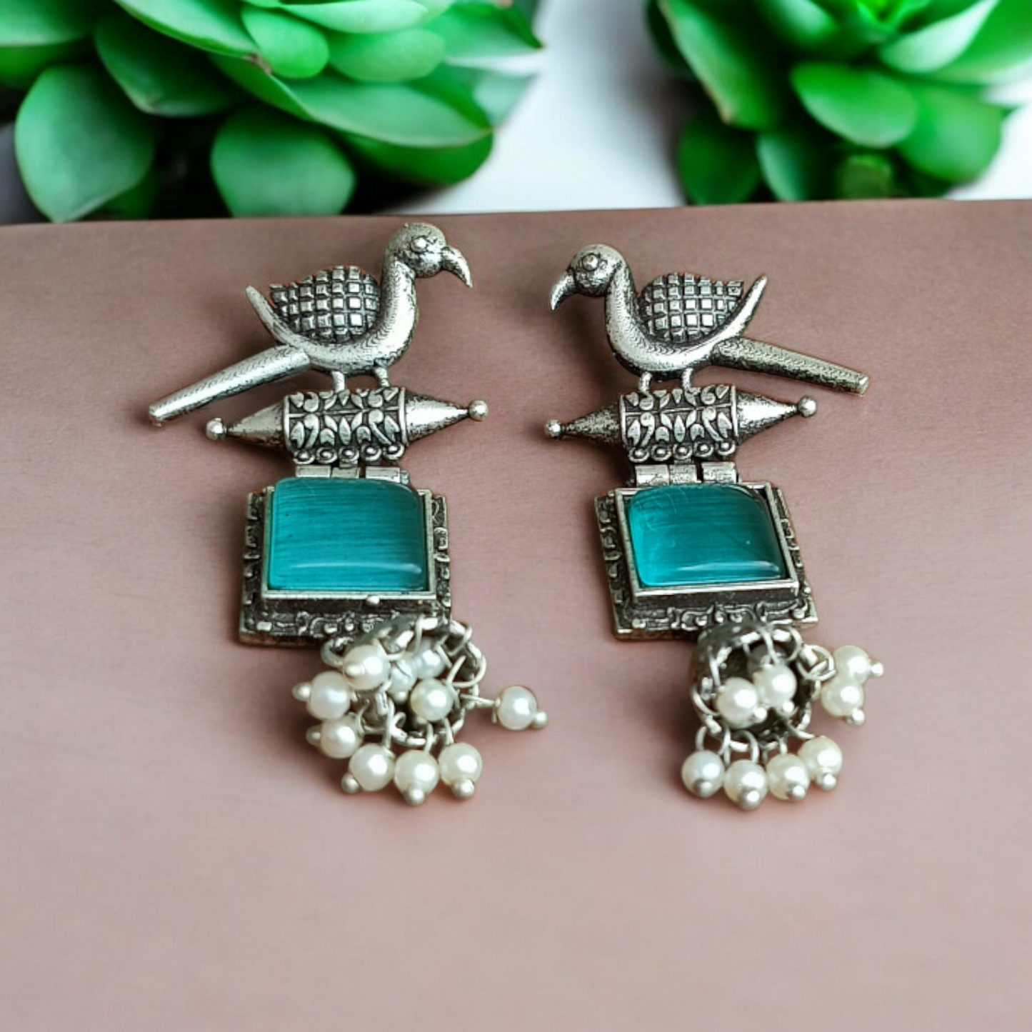 Sky-Blue Bird Jhumki Earring