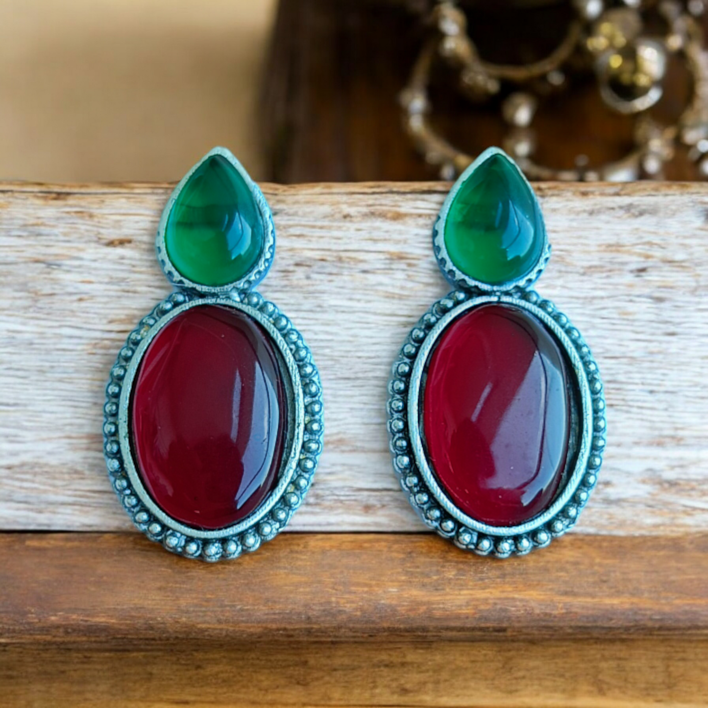 Ruby Green Monalisa Earring