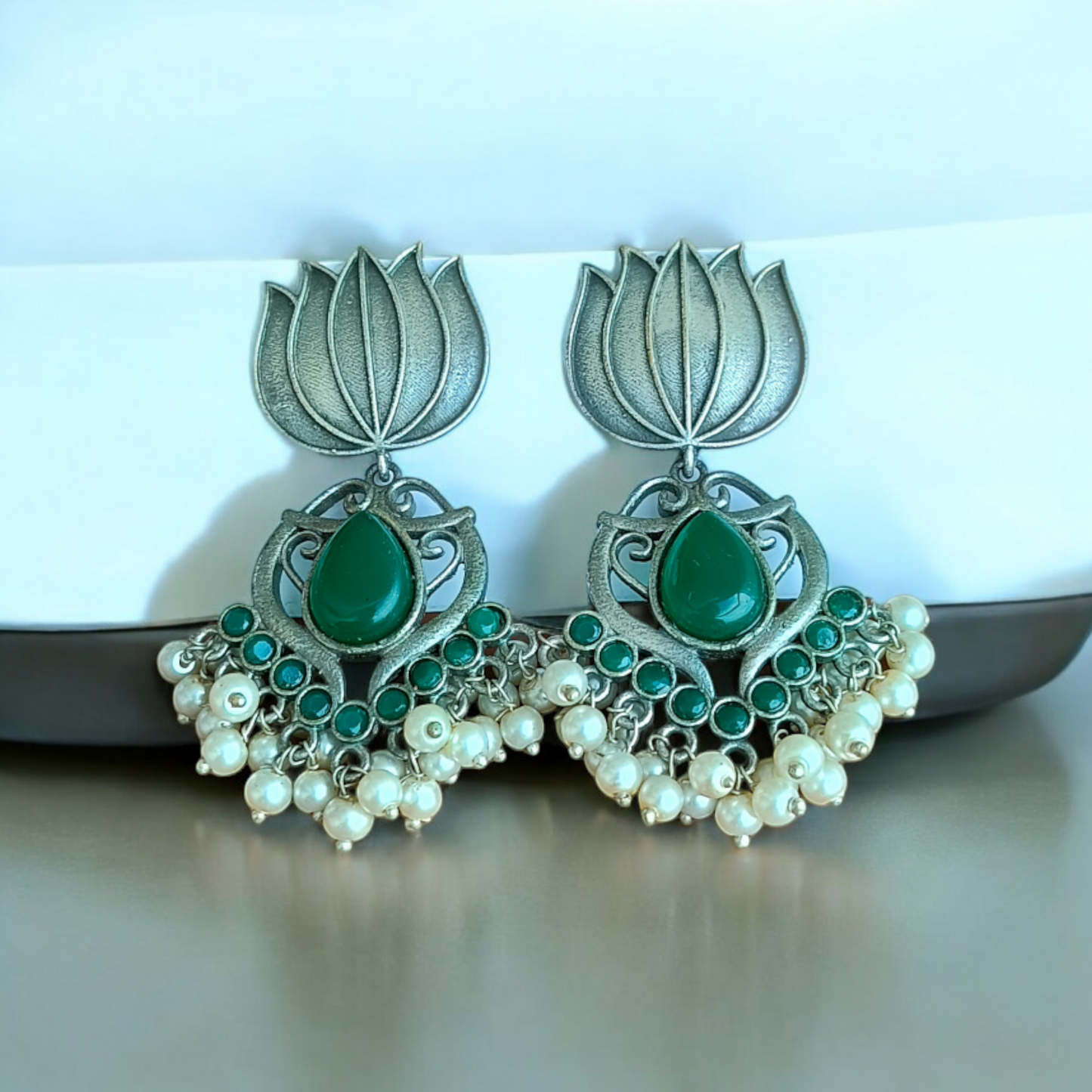 Silver-replica Lotus Earring