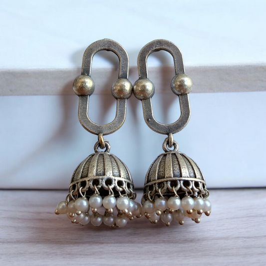 Oxidised Beads Jhumki