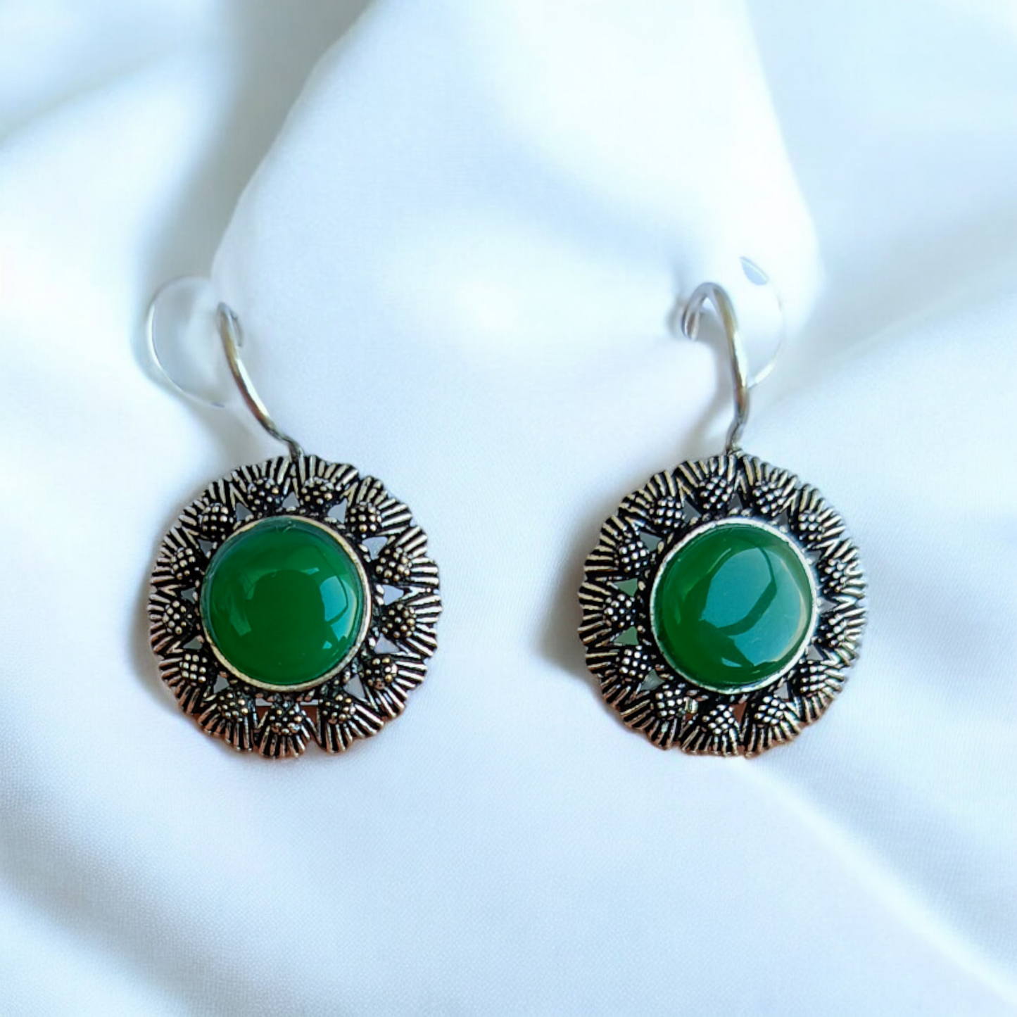Green Oxidised Drop Earring