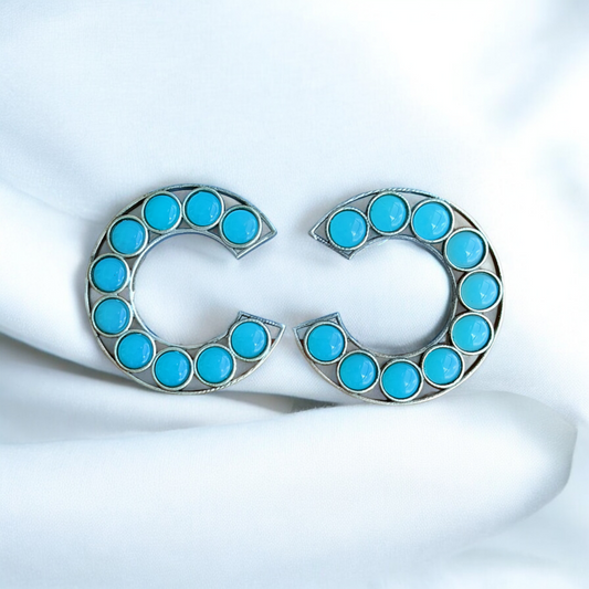 Sky Blue Semicircle Earring