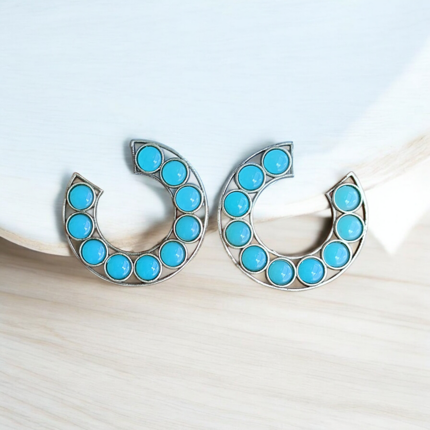 Sky Blue Semicircle Earring