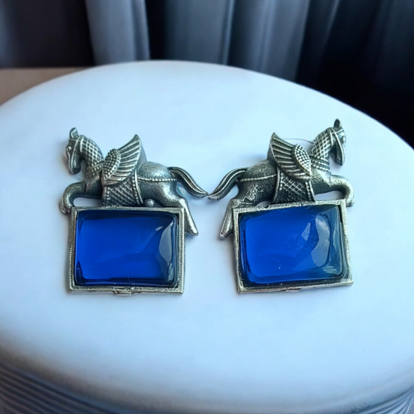 Silver-Blue Monalisa Earring