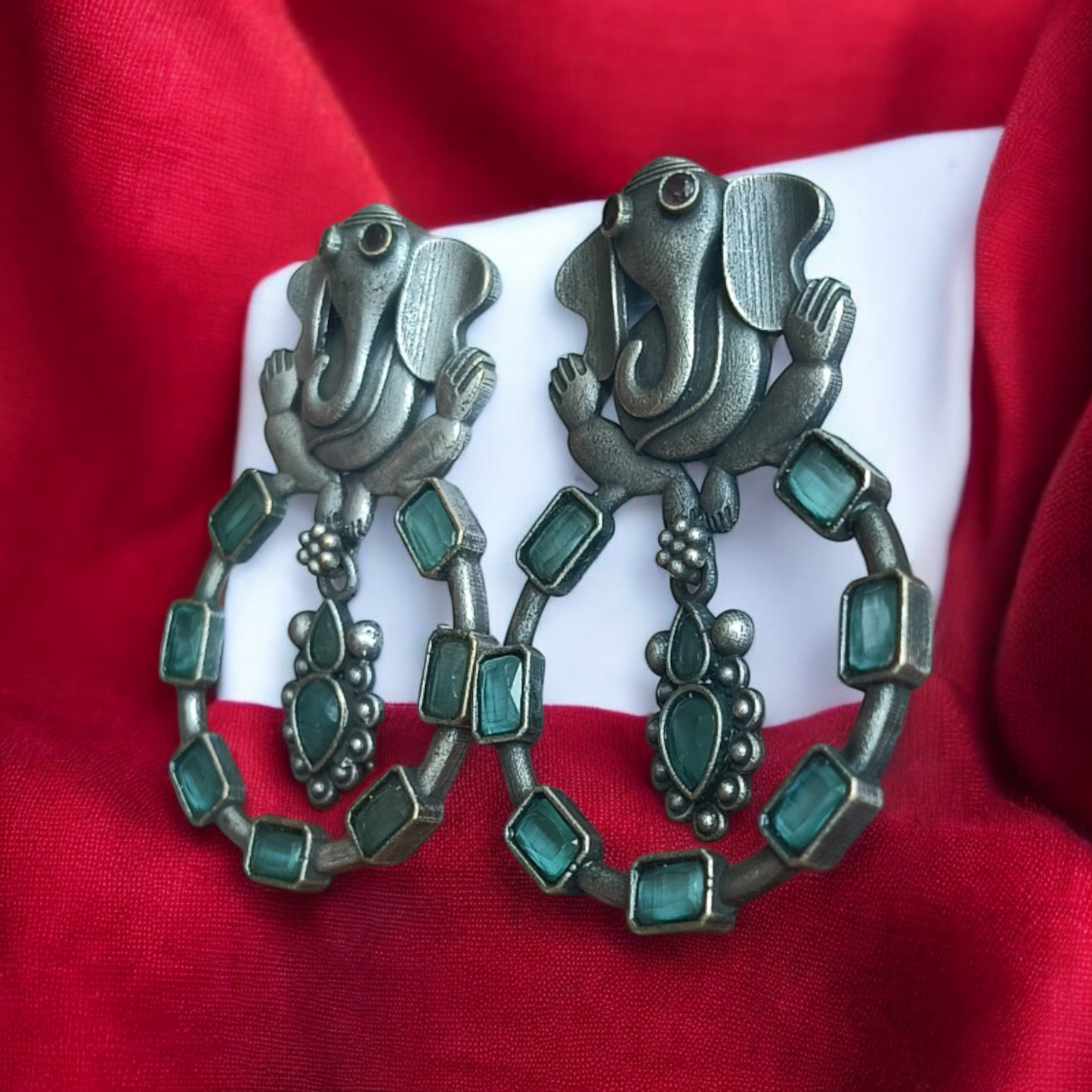 Silver-Replica Ganesh Earring