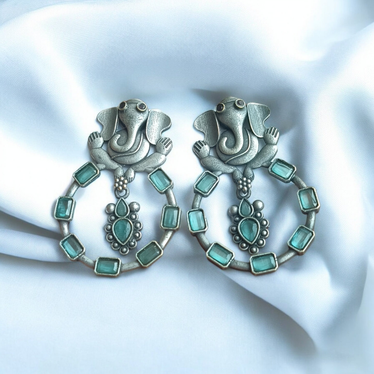 Silver-Replica Ganesh Earring