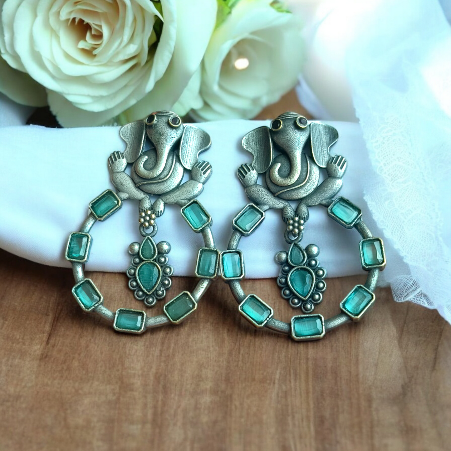 Silver-Replica Ganesh Earring
