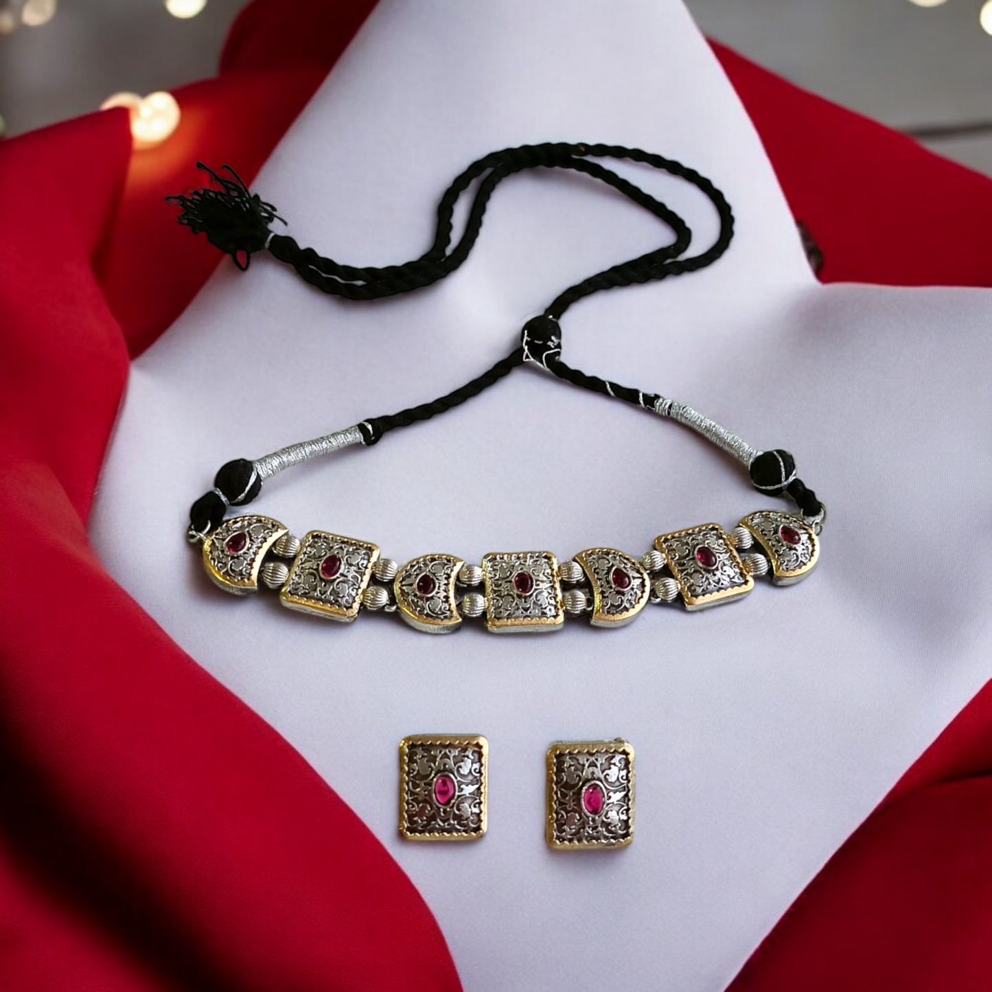 Ruby Dual tone Fusion Choker Set