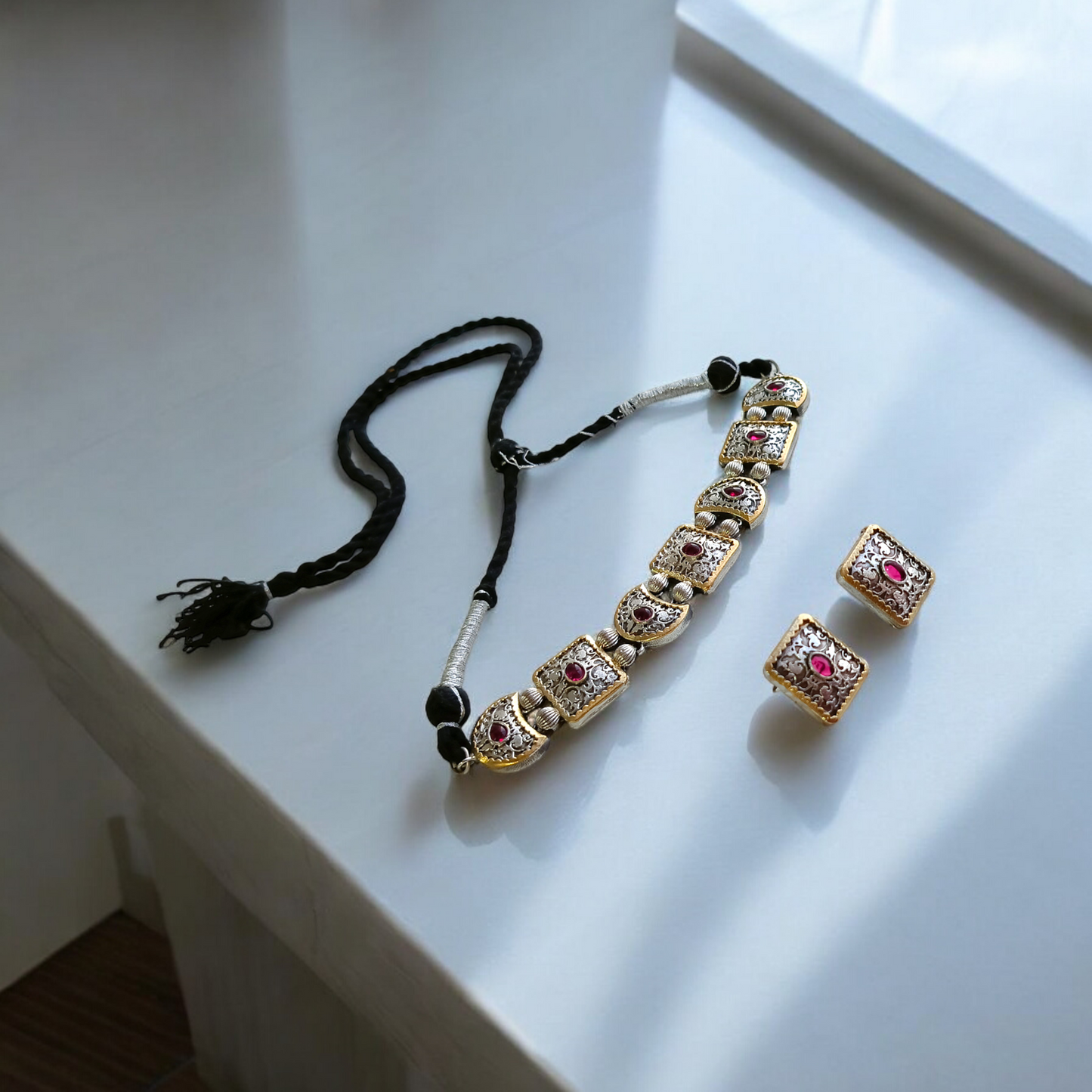Ruby Dual tone Fusion Choker Set