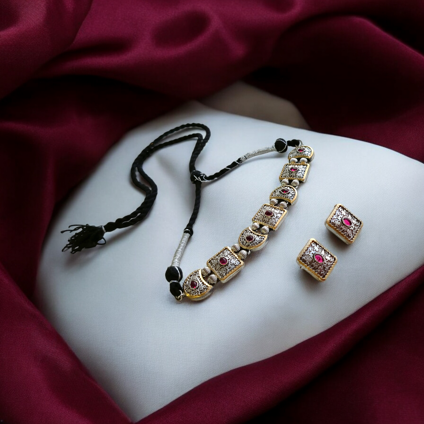 Ruby Dual tone Fusion Choker Set