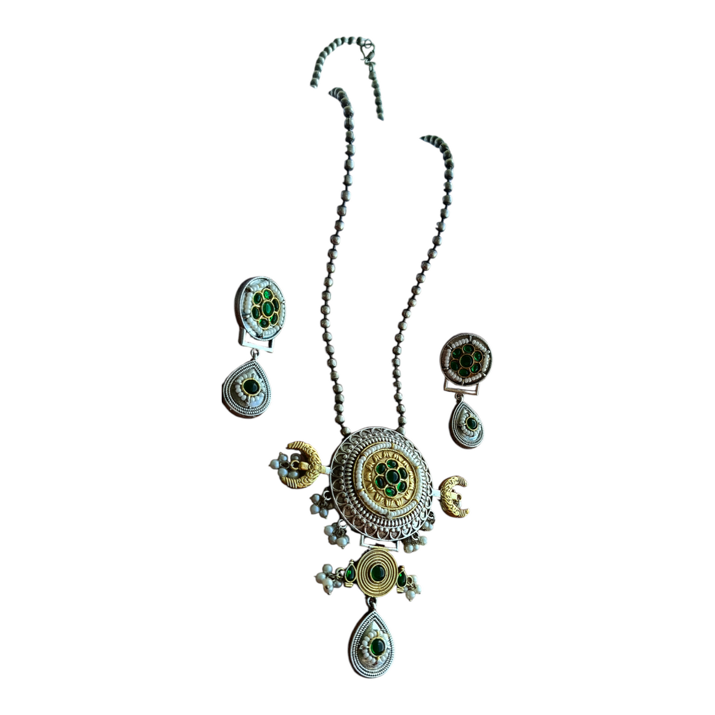 Green Stone Fusion Necklace Set