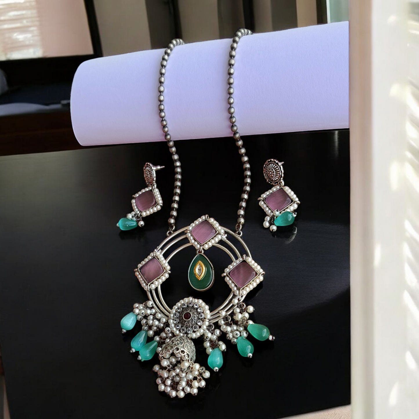 Rose Pink Long Necklace set