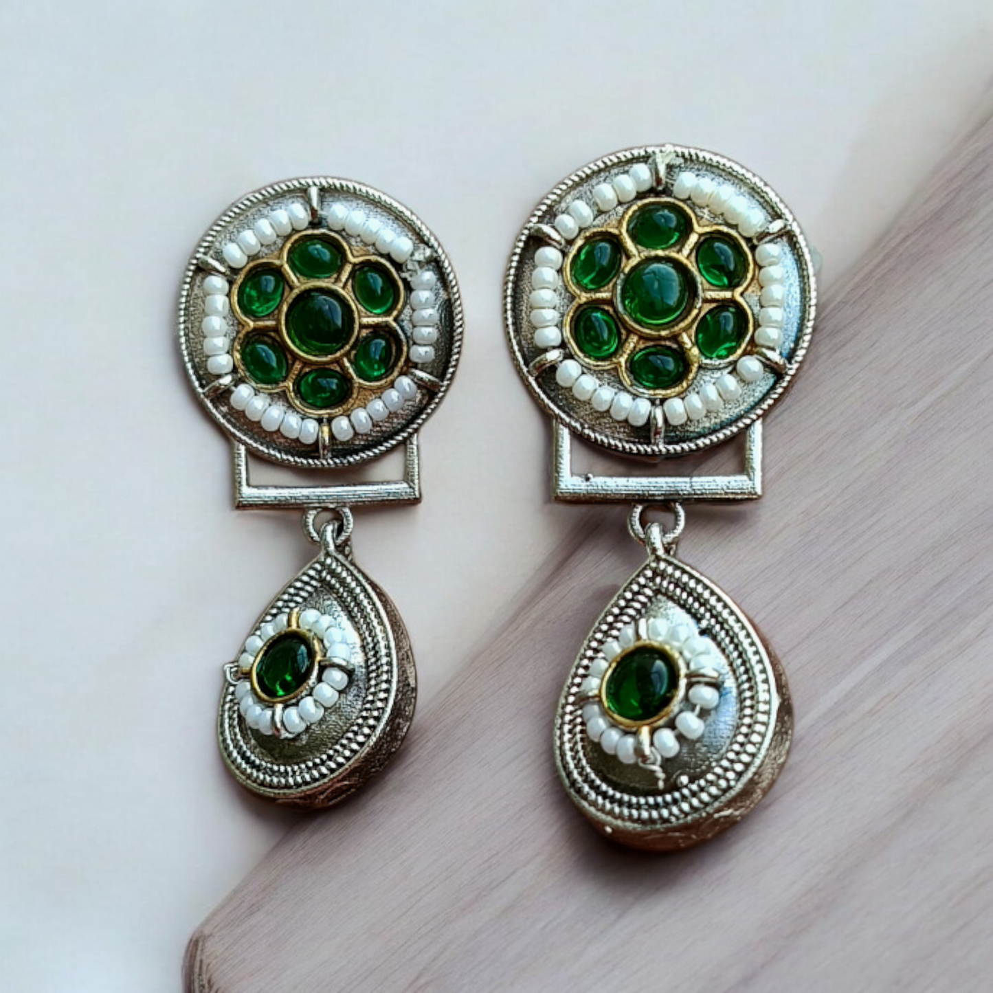 Green Stone Fusion Necklace Set