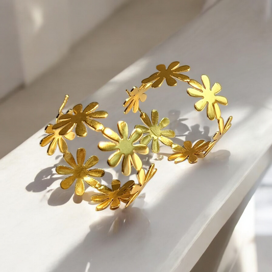 Golden Flower Hoops