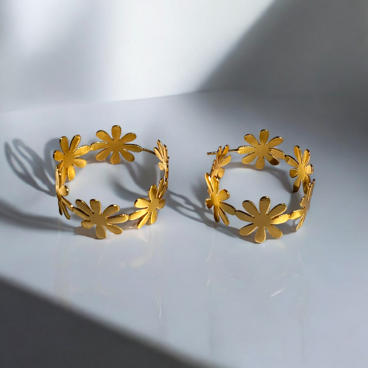 Golden Flower Hoops