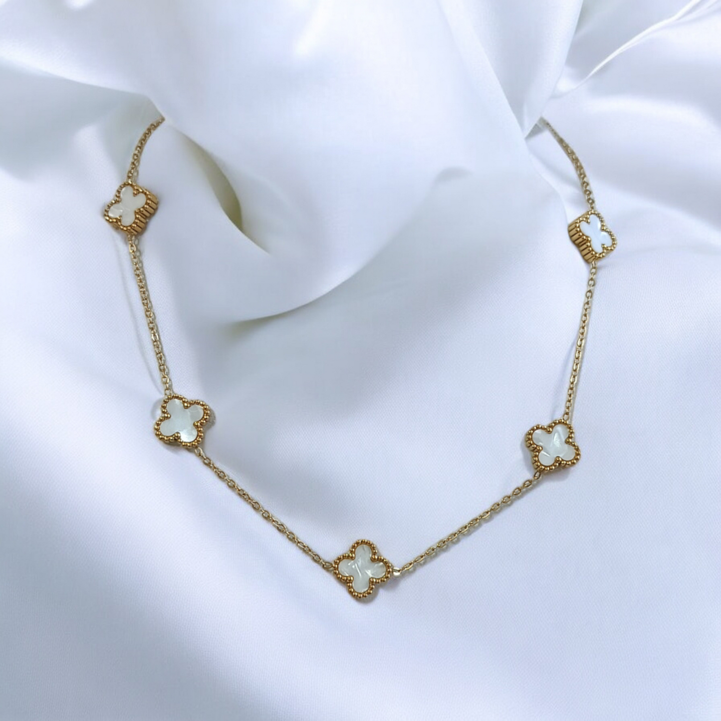 White Clover Stone Necklace