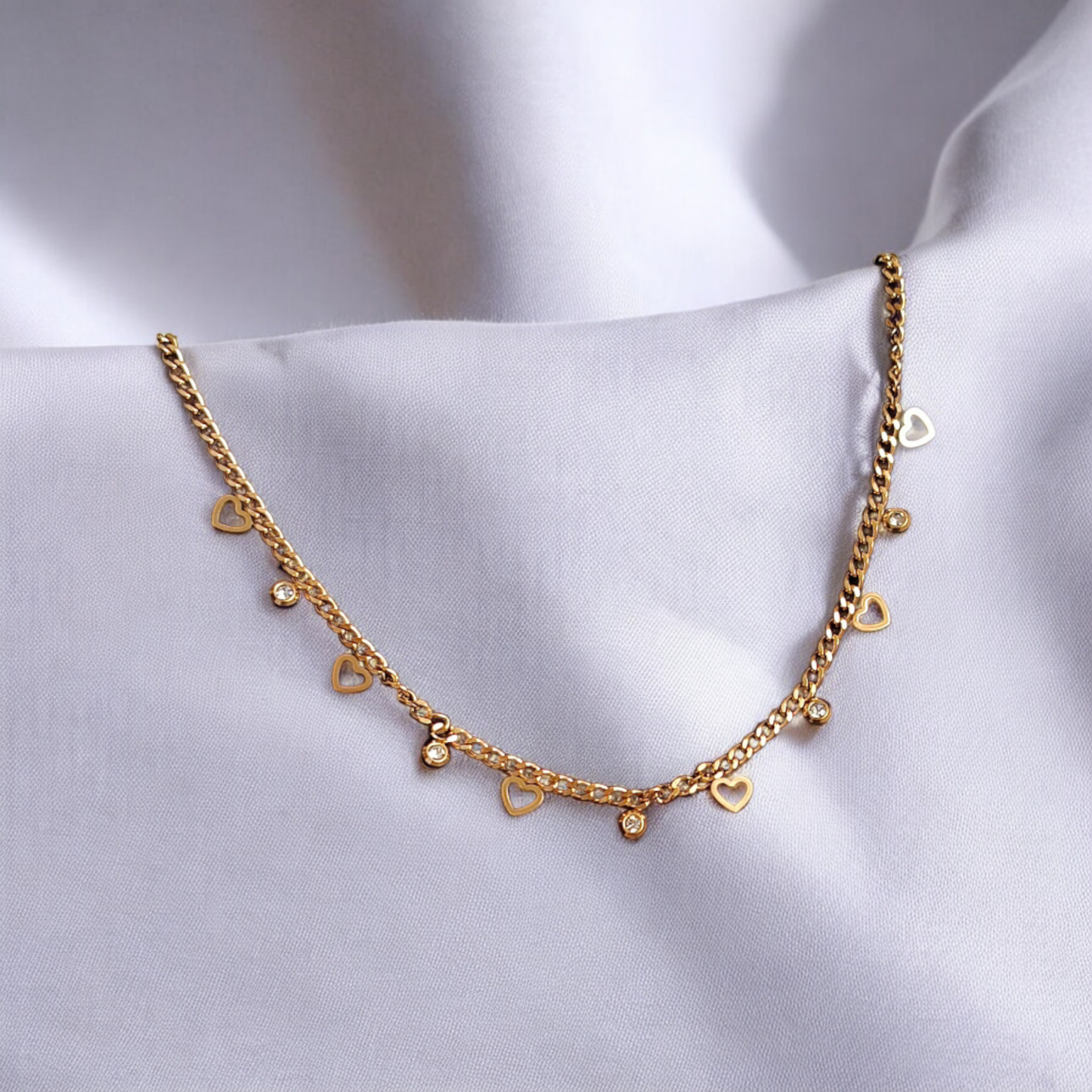 Heart Stones Chain Necklace