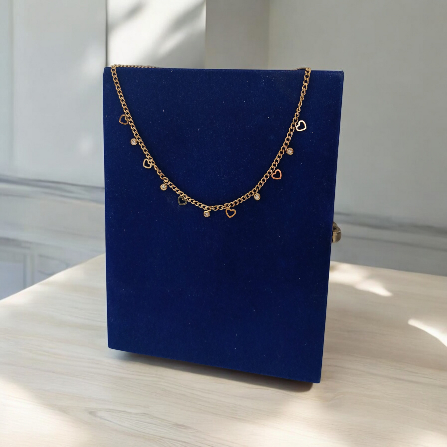 Heart Stones Chain Necklace