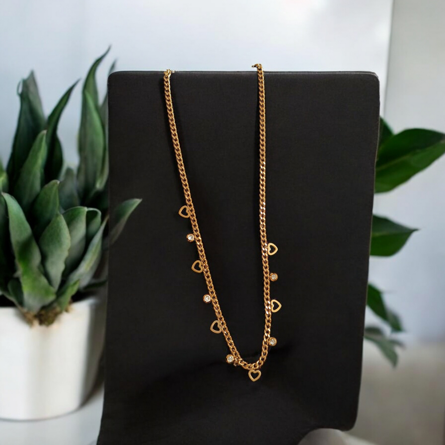 Heart Stones Chain Necklace