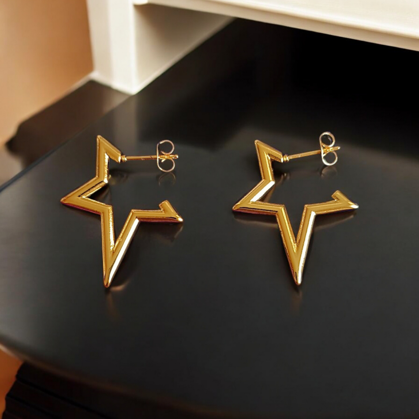 Golden Star Hoop Earrings