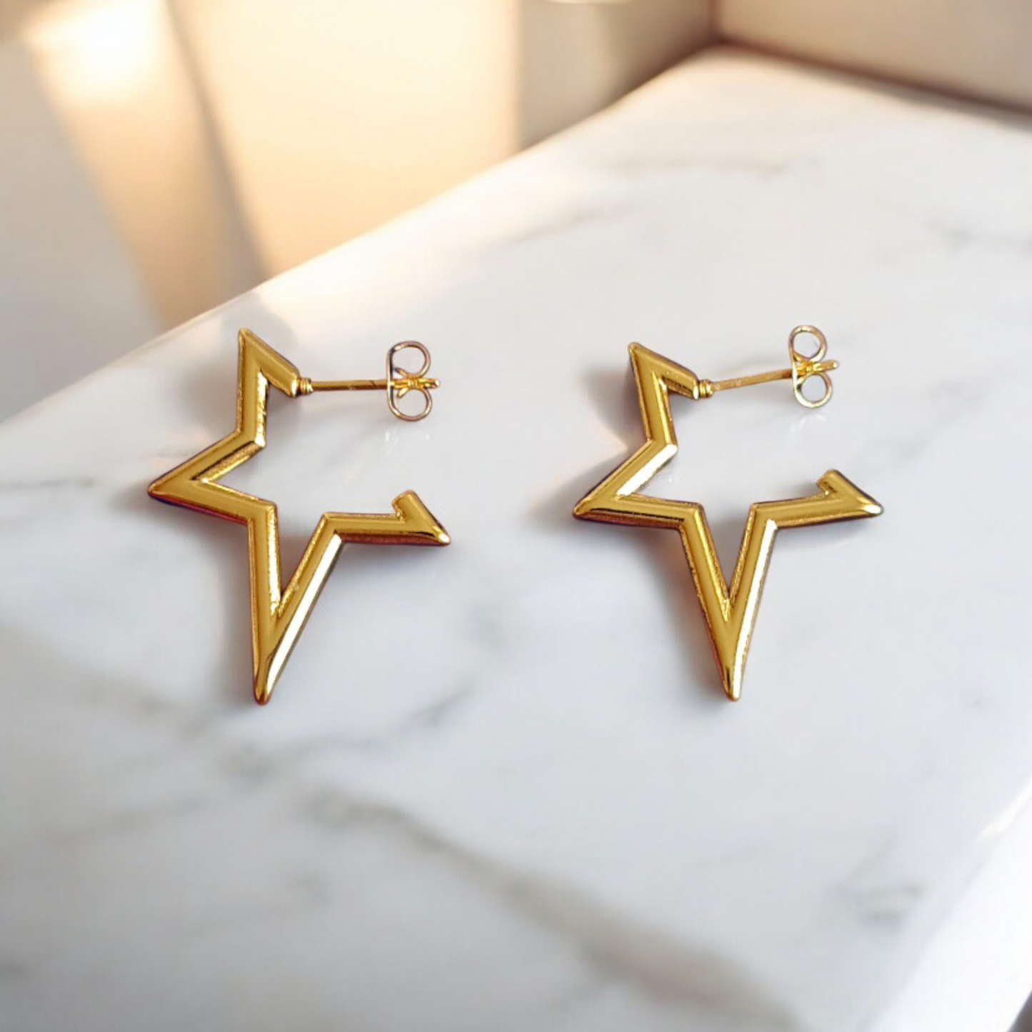 Golden Star Hoop Earrings