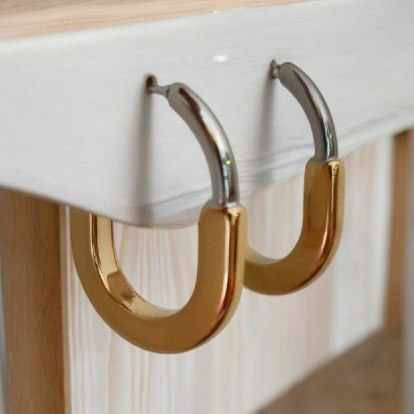 Classic Oval Hoop Silver & Gold Earrings