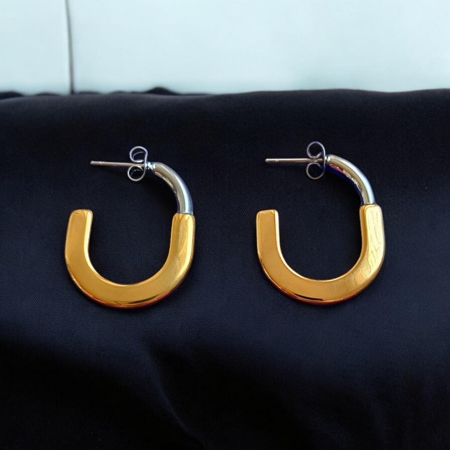 Classic Oval Hoop Silver & Gold Earrings