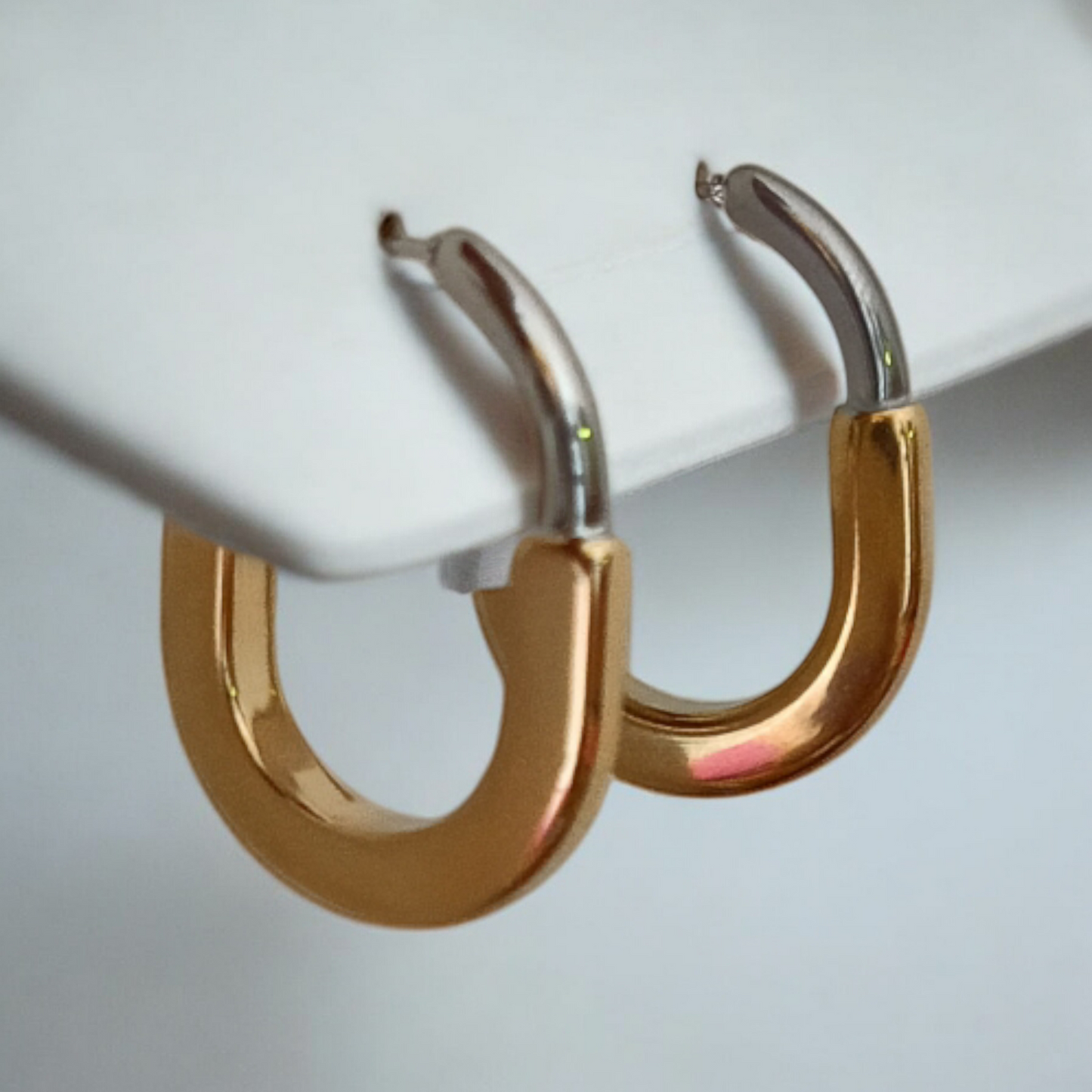 Classic Oval Hoop Silver & Gold Earrings