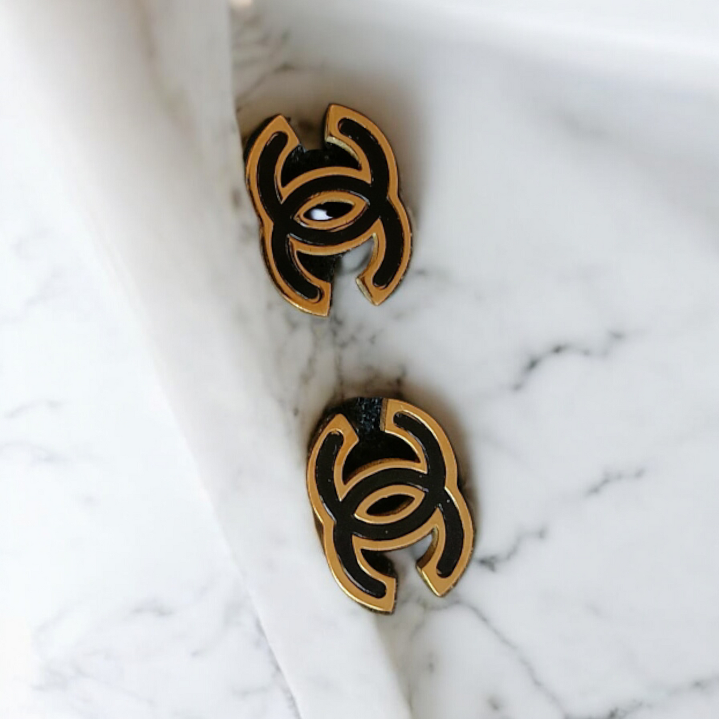 Black Cc stud Earrings