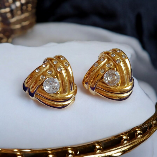Trinal Solitaire Stud Earrings