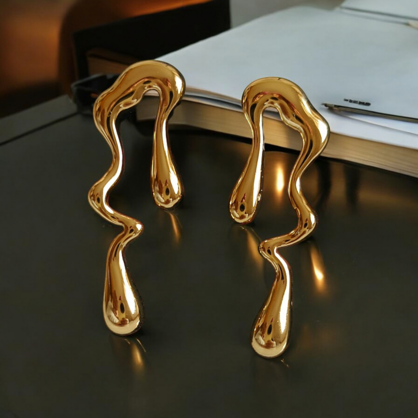 Curved Wave Drop Earrings