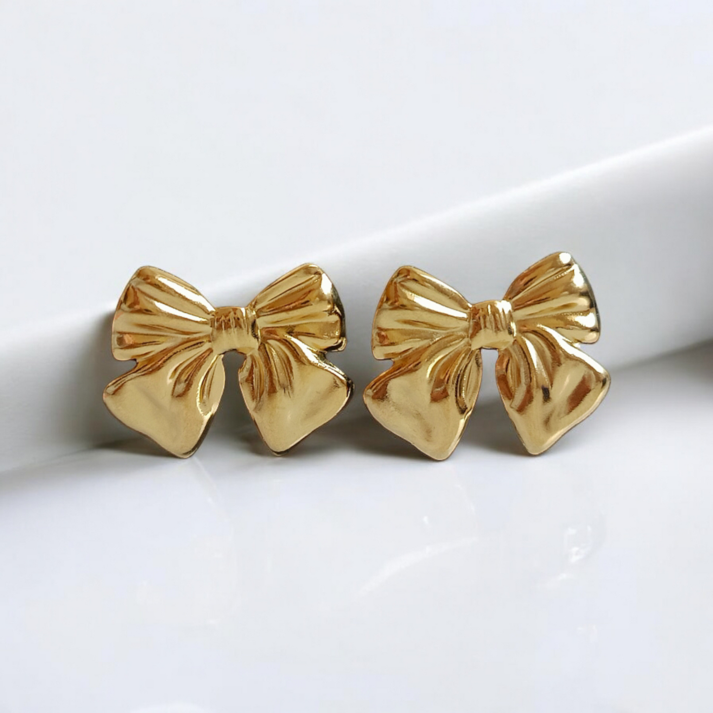 Chic Golden Ribbon Stud Earrings