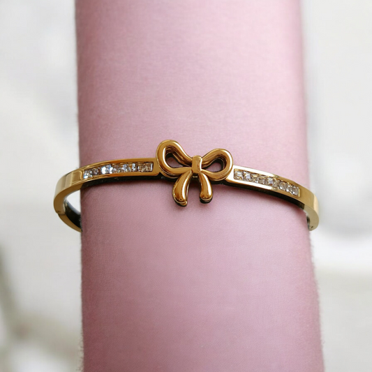 Sparkling Bow Bangle Bracelet