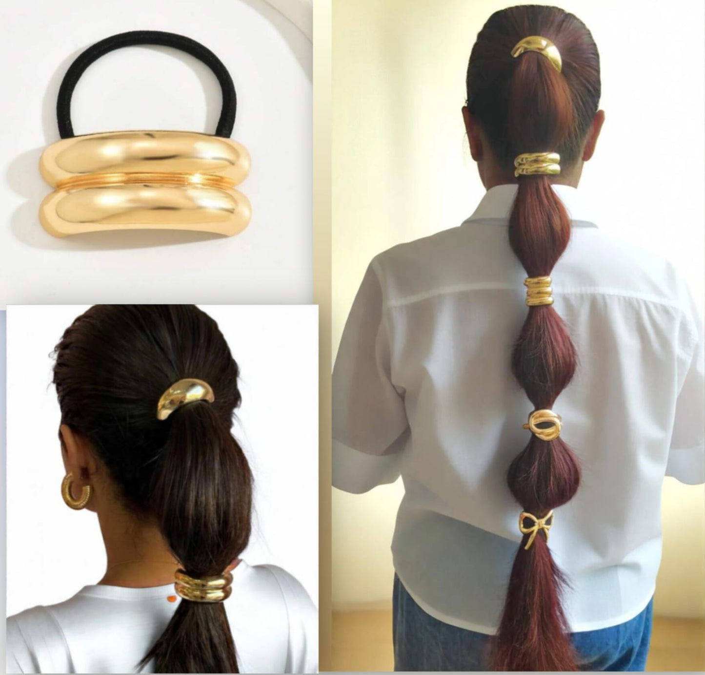 Anti-Tarnish Barrel Hair Tie – Bold Dual Curve