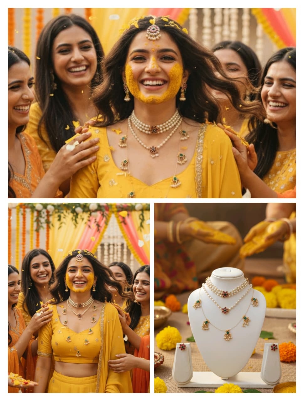 Haldi Glow Pearl & Ruby Chocker Set