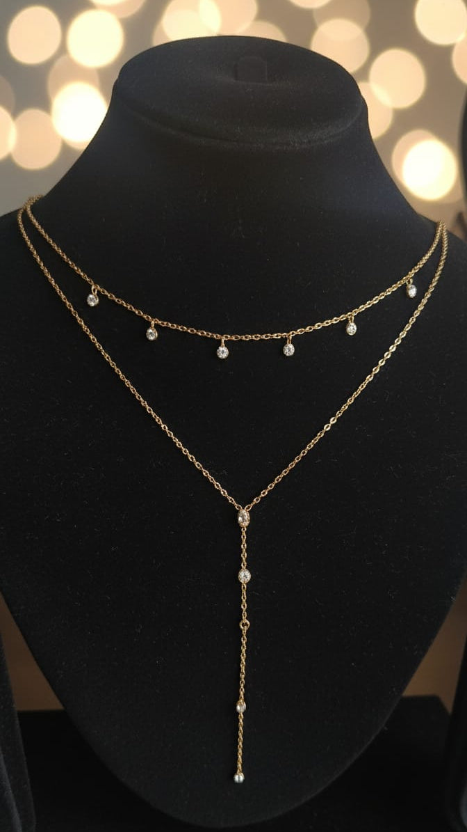 18k Gold Plated Anti-tarnish Solitaire Drop Necklace