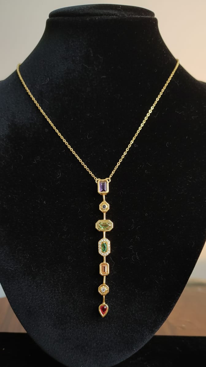 Anti-Tarnish Multicolor Drop Necklace
