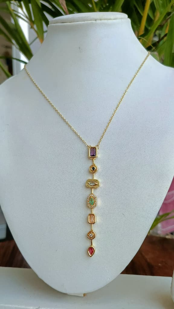 Anti-Tarnish Multicolor Drop Necklace