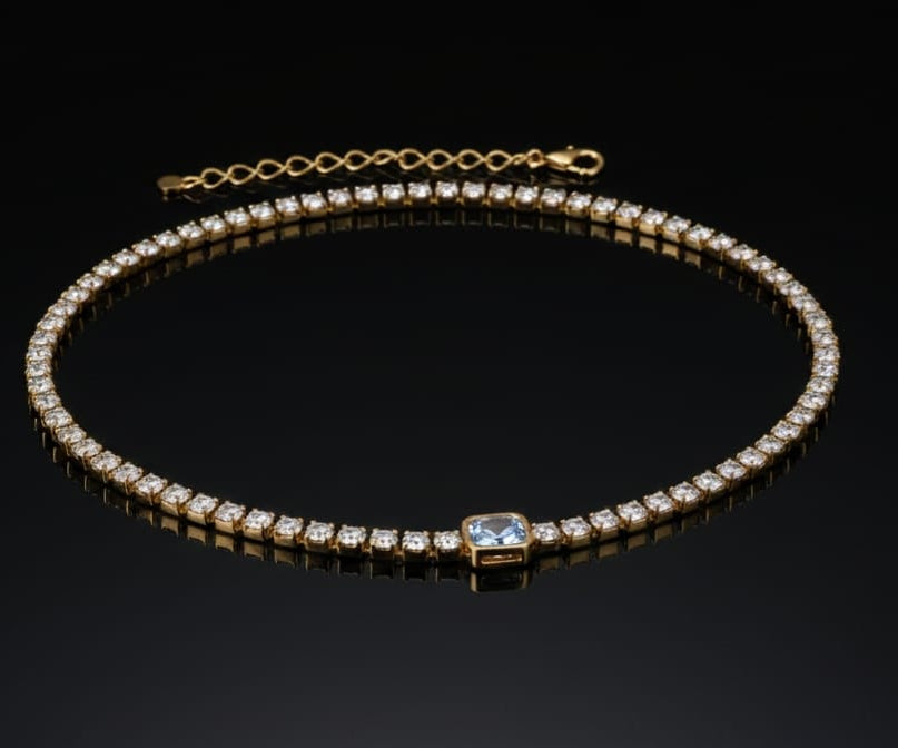 18k Gold Plated Solitaire Dimond Necklace