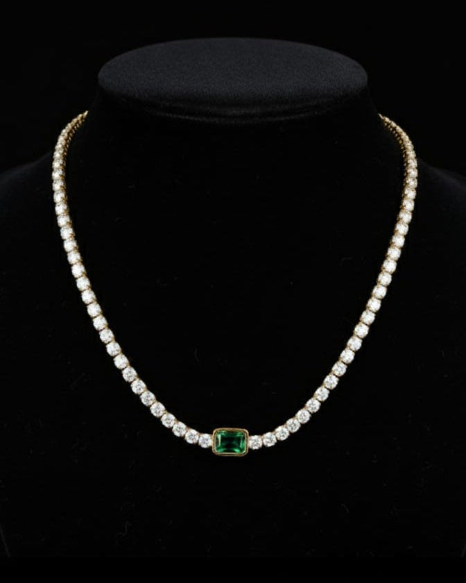 18k Gold Plated Solitaire Dimond Necklace