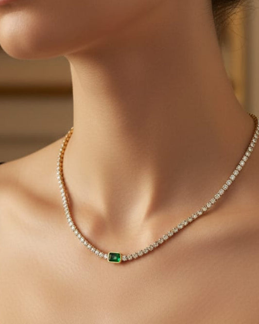 18k Gold Plated Solitaire Dimond Necklace