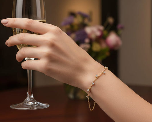 Gold Dainty Cubic Solitaire Diamond Loose Bracelet