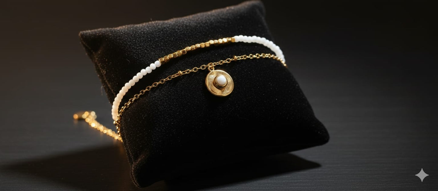 Gold Dainty Crystal Charm Bracelet