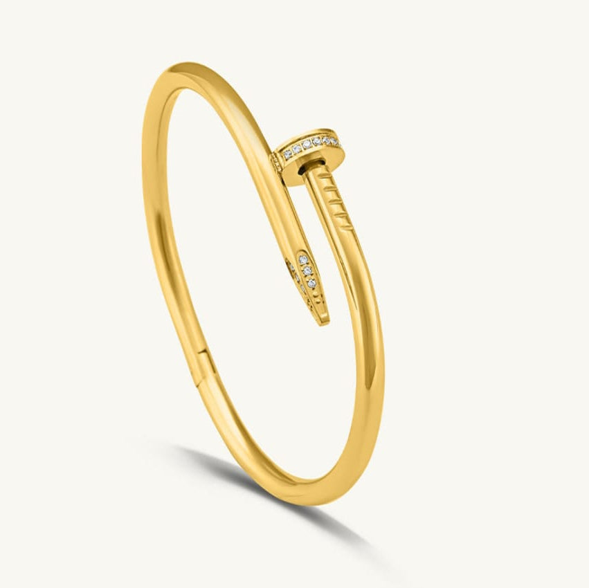 Gold Nail Bangle Bracelet